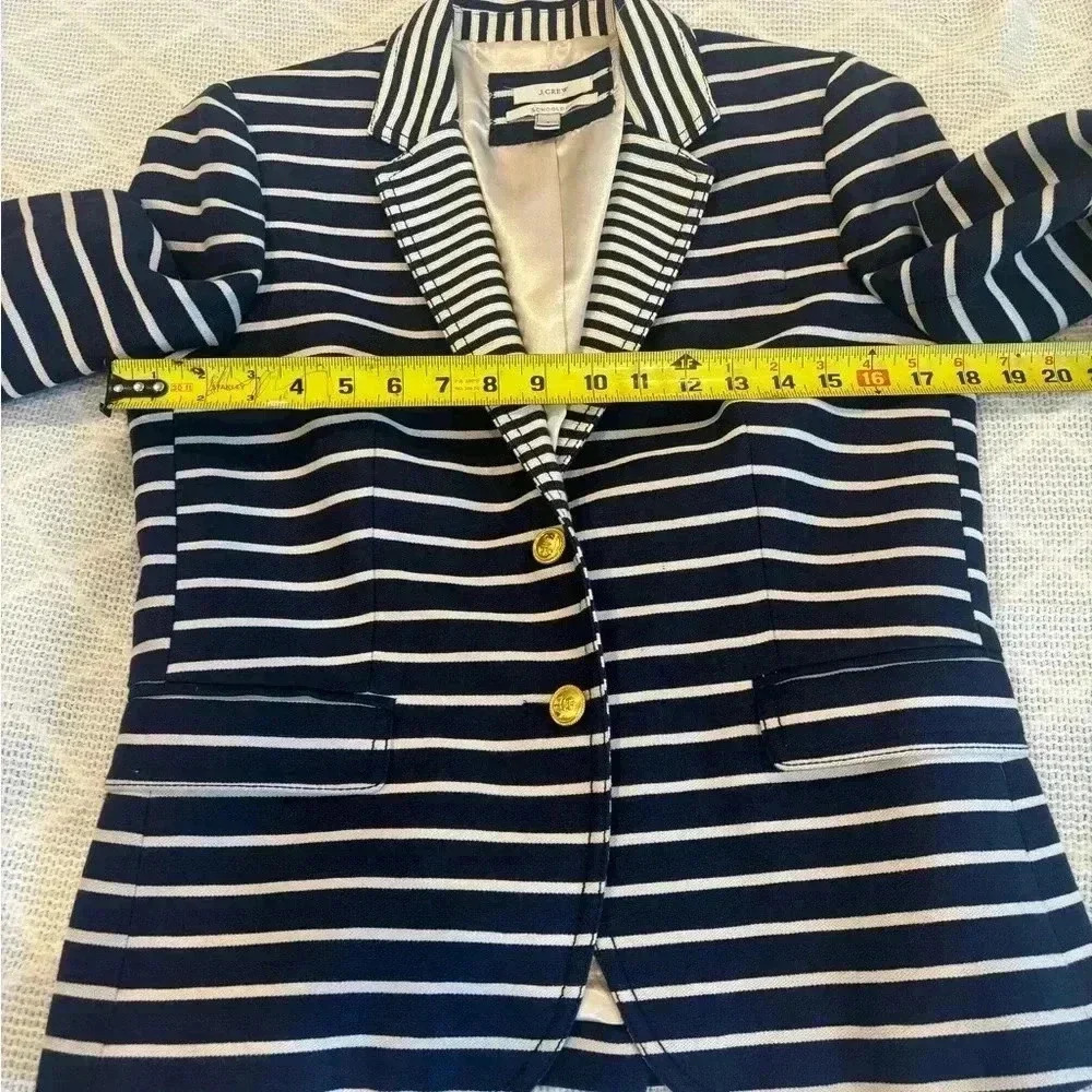 J.Crew Women’s Striped Schoolboy Blazer. Blue & white striped. Size 8. - Picture 4 of 12